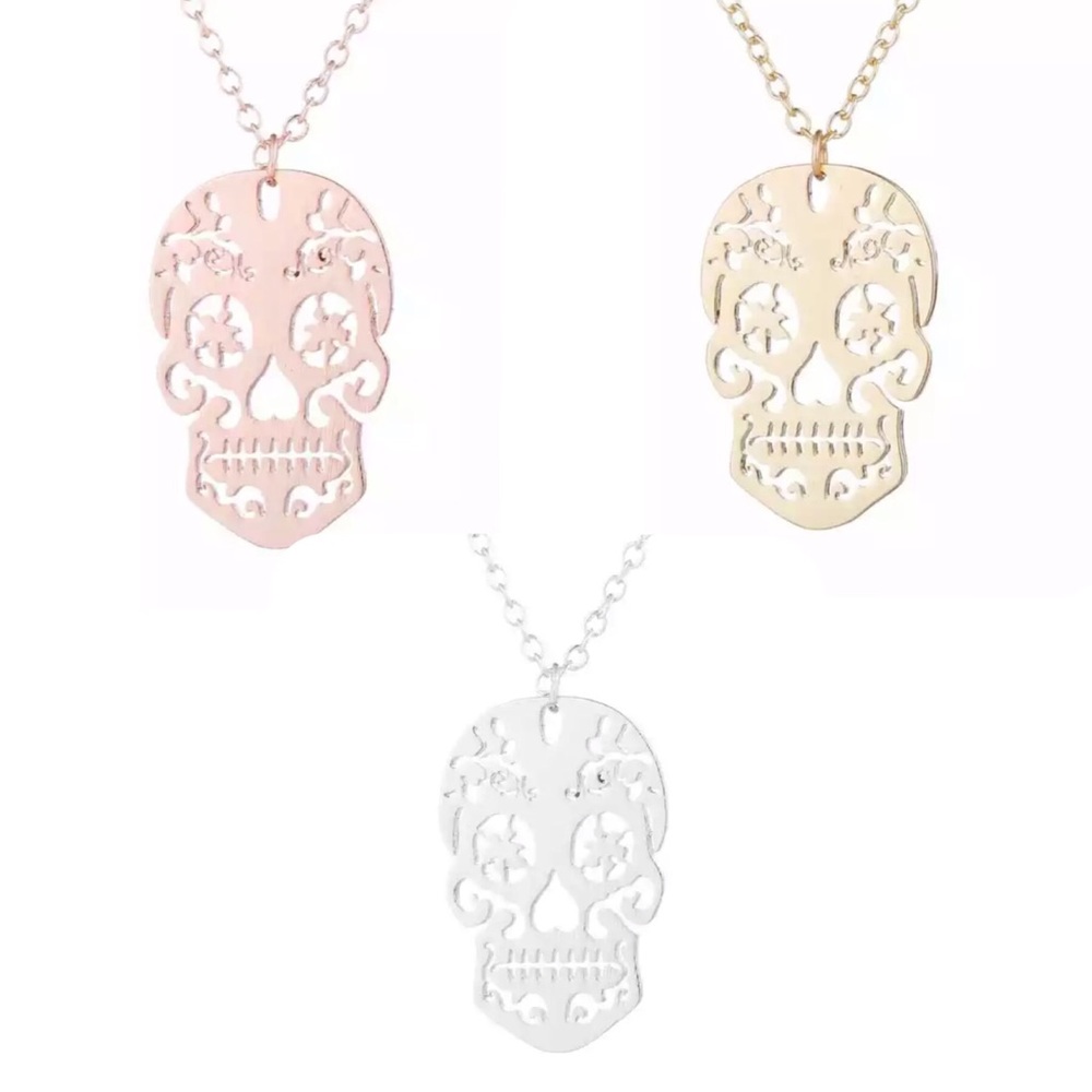 Skull skeleton filigree necklace
